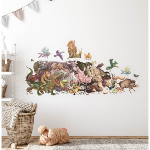 Zestaw naklejek na ścianę, Bajkowe stworzenia, 80cm