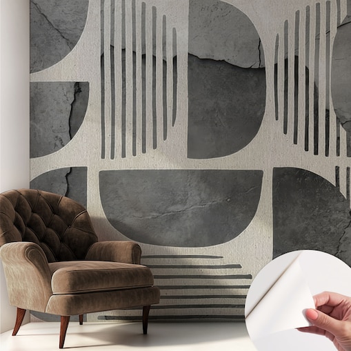 Fototapeta samoprzylepna 250x250 cm - Kształty geometryczne, tapeta ścienna szara