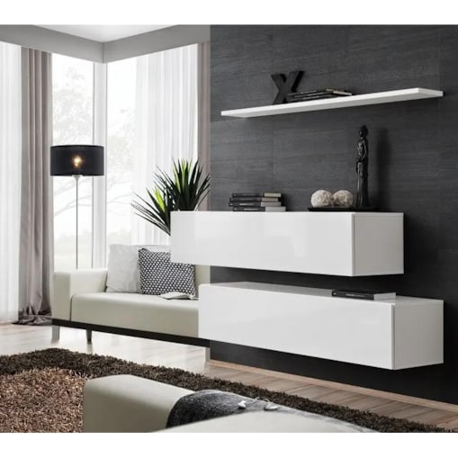 Meblościanka SWITCH SB II biały mat/biały połysk