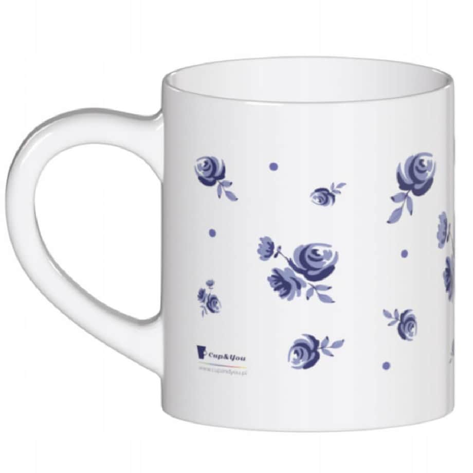 Ceramiczny kubek z uchwytem SZAFIROWE PĄKI do kawy herbaty czekolady 250ml - prezent upominek dla kobiety mamy babci koleżanki żony siostry