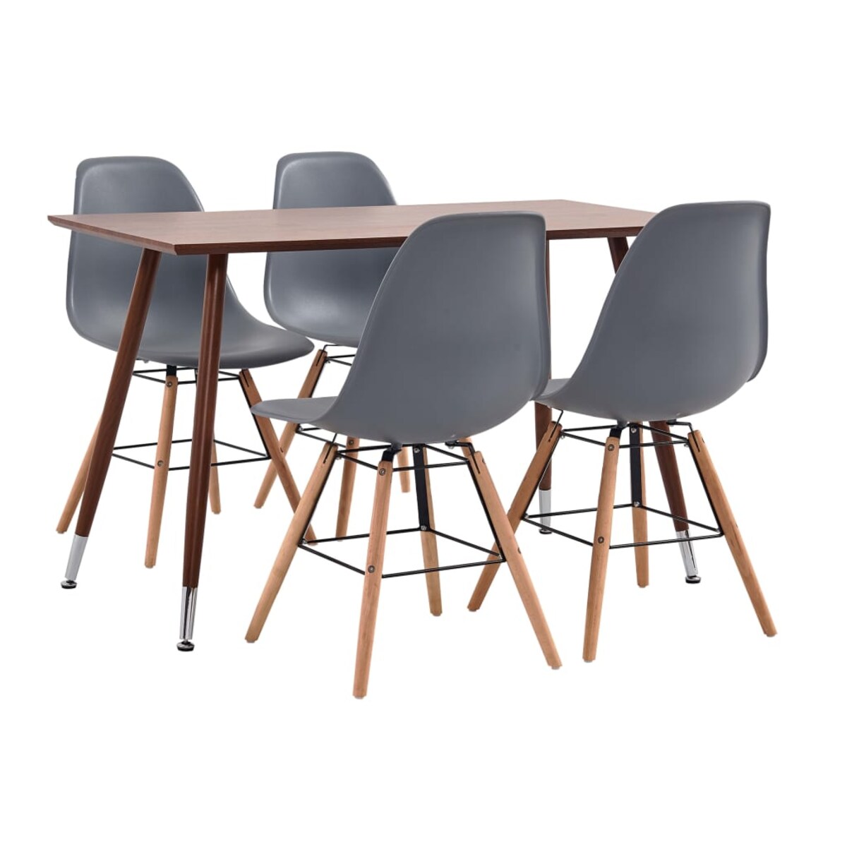 vidaXL 5-częściowy zestaw jadalniany, plastik, szary