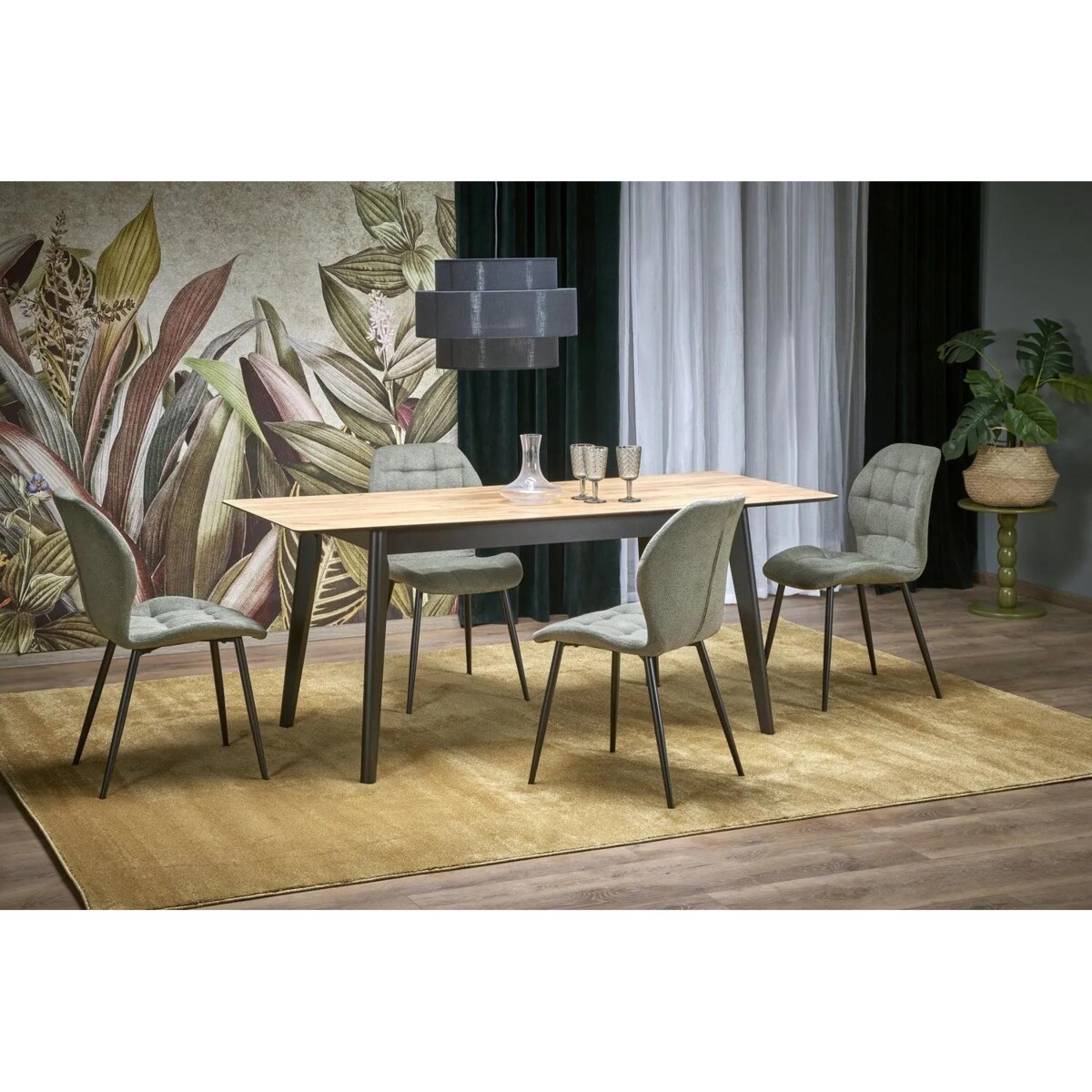 Stół rozkładany GULIAN 140(180)x80 dąb wotan/czarny