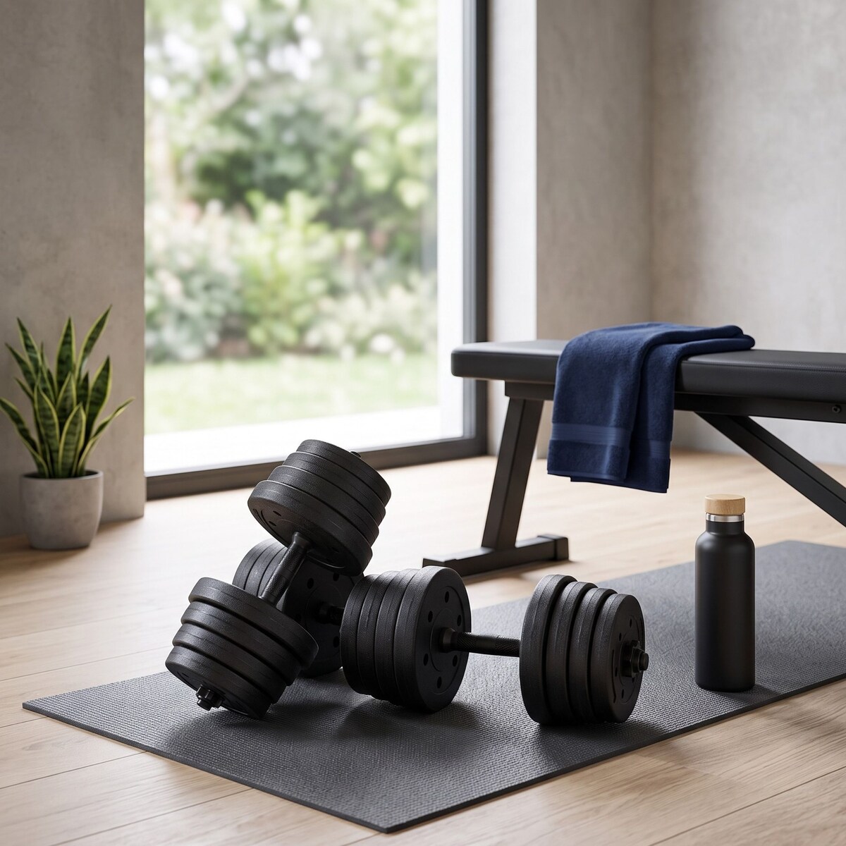 Zestaw hantli 2x15kg hantle bitumiczne 30 kg regulowane funfit