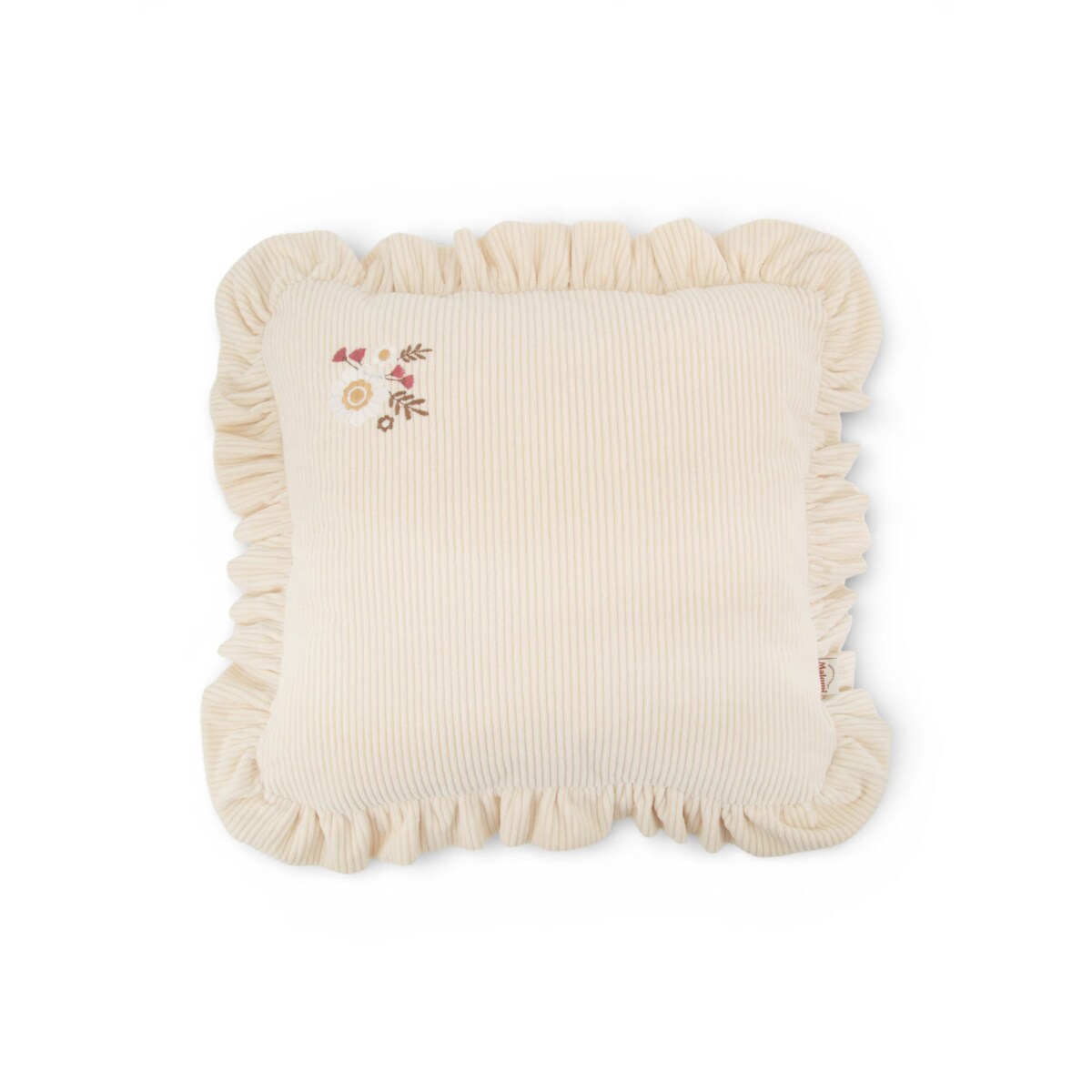 Poduszka dekoracyjna sztruksowa z falbanką natural