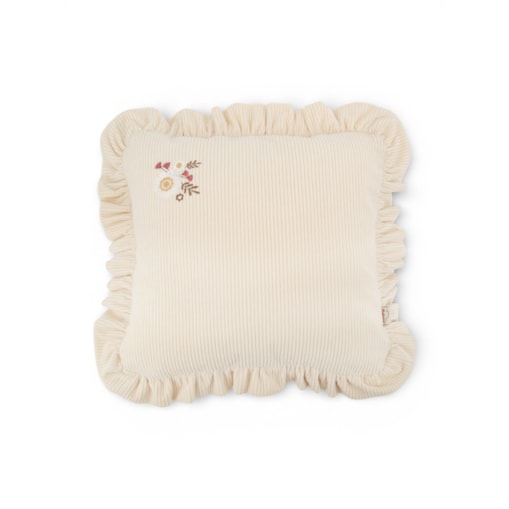 Poduszka dekoracyjna sztruksowa z falbanką natural