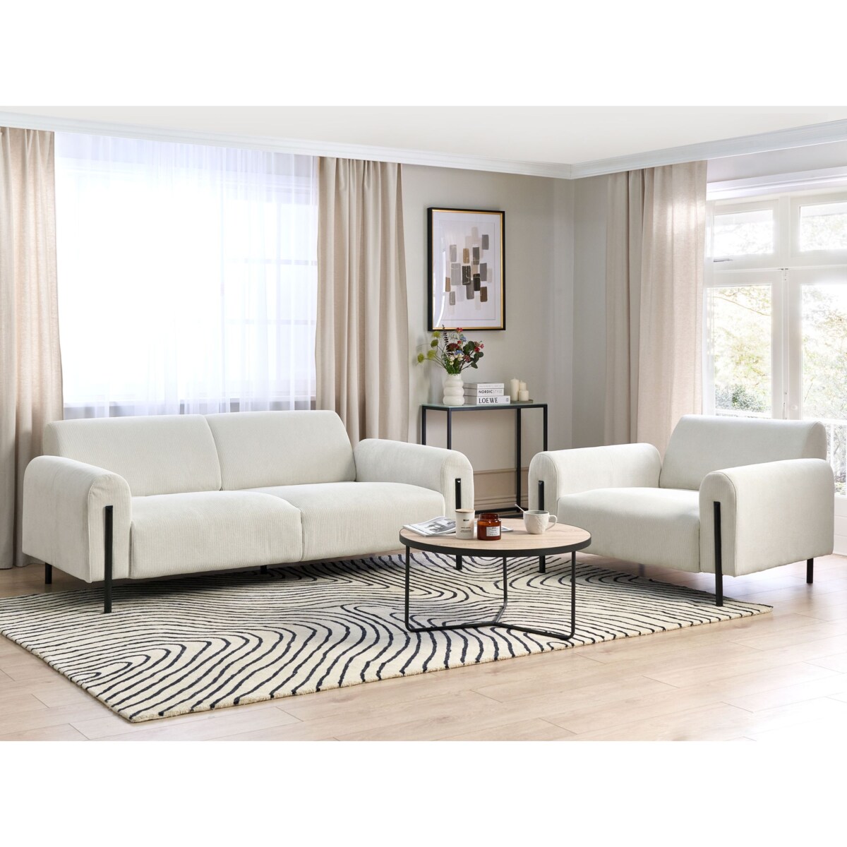 Komplet wypoczynkowy ASKIM Sztruks Złamana biel dla 4 osób