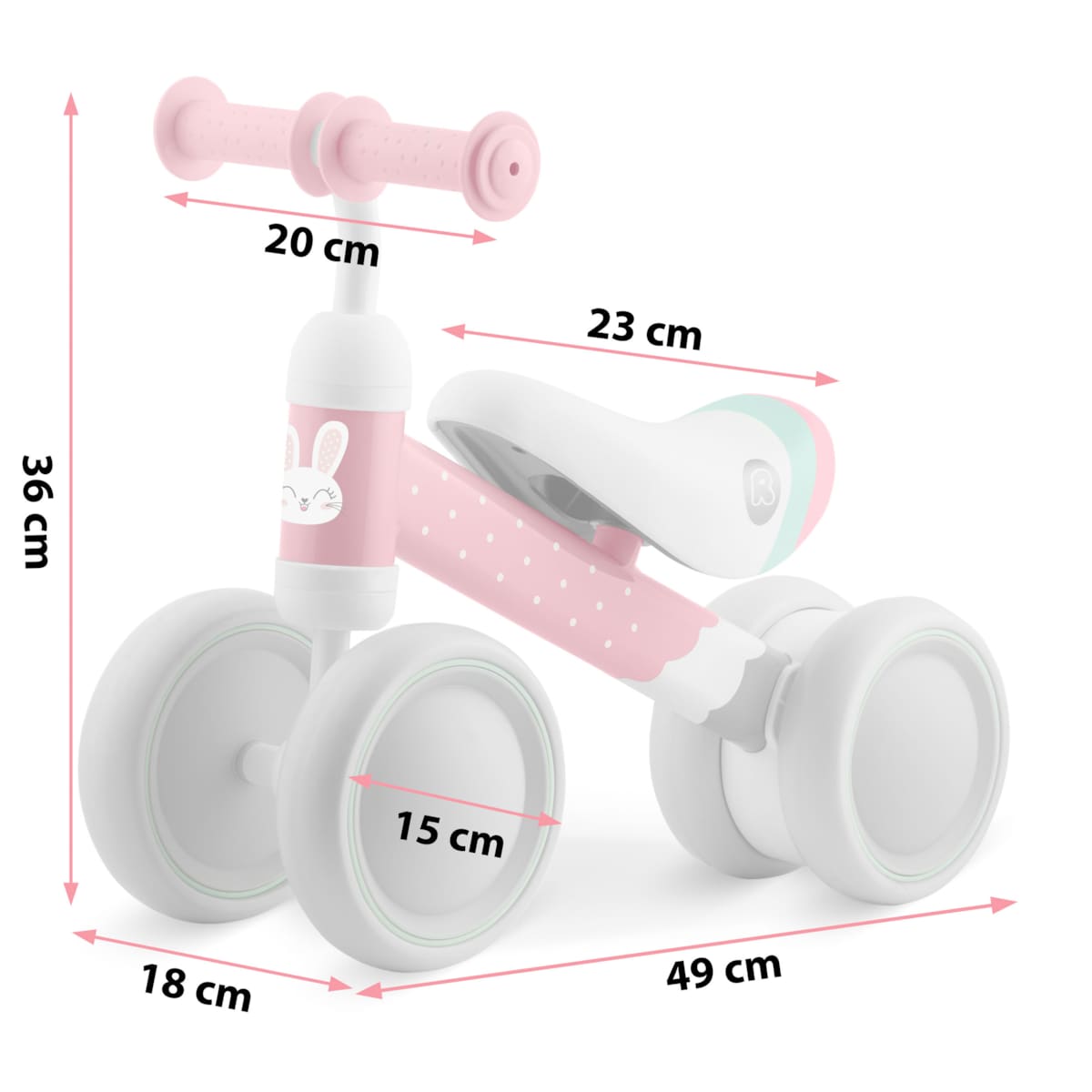 Rowerek biegowy trójkołowy jeździk dla dzieci lekki Ricokids różowo-szary