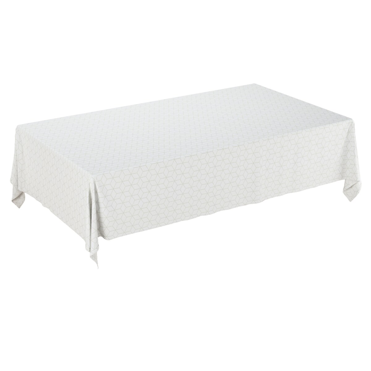 Obrus prostokątny 130 x 210 cm wzór sześcianów na białym tle
