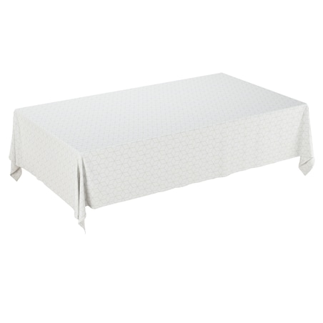 Obrus prostokątny 130 x 210 cm wzór sześcianów na białym tle