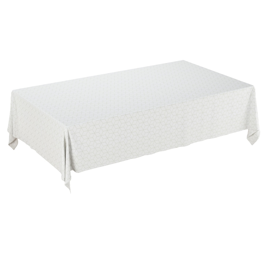 Obrus prostokątny 130 x 210 cm wzór sześcianów na białym tle