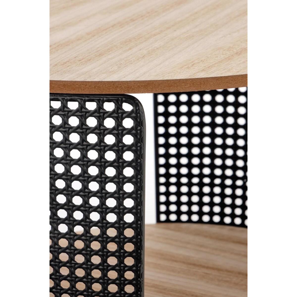 STOLIK KAWOWY Collo OKRĄGŁY 41x41cm naturalny/czarny z PÓŁKĄ