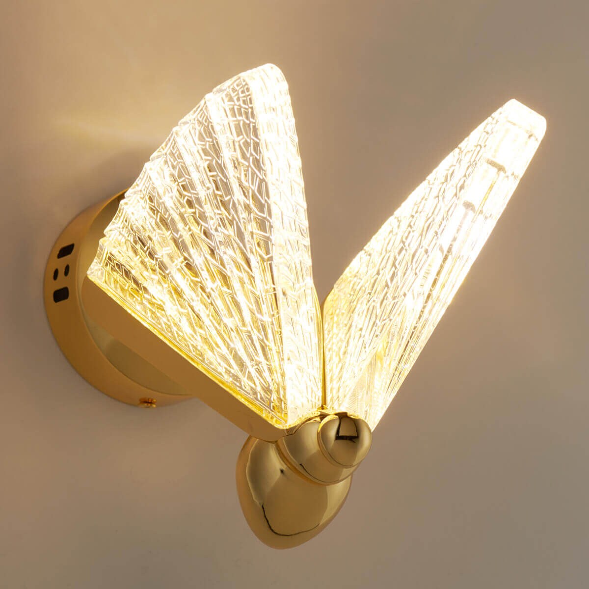 Szklana lampa ścienna Bee ST-W0612-1B LED 7W 3000K metal szkło motyl złota