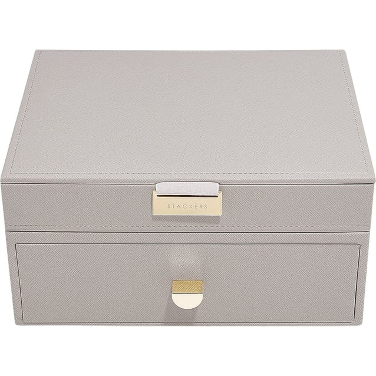 Szkatułka na biżuterię Stackers Classic podwójna jasnobeżowa z szufladą