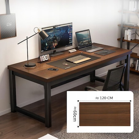 Biurko komputerowe nowoczesne ciemny buk industrialne loft 120 cm gamingowe