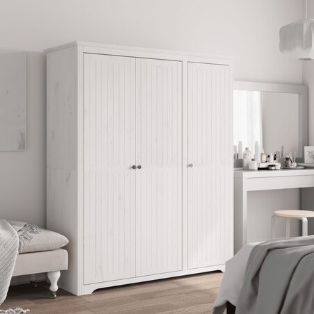 vidaXL Szafa BODO, biała, 146x53,5x173 cm, lite drewno sosnowe