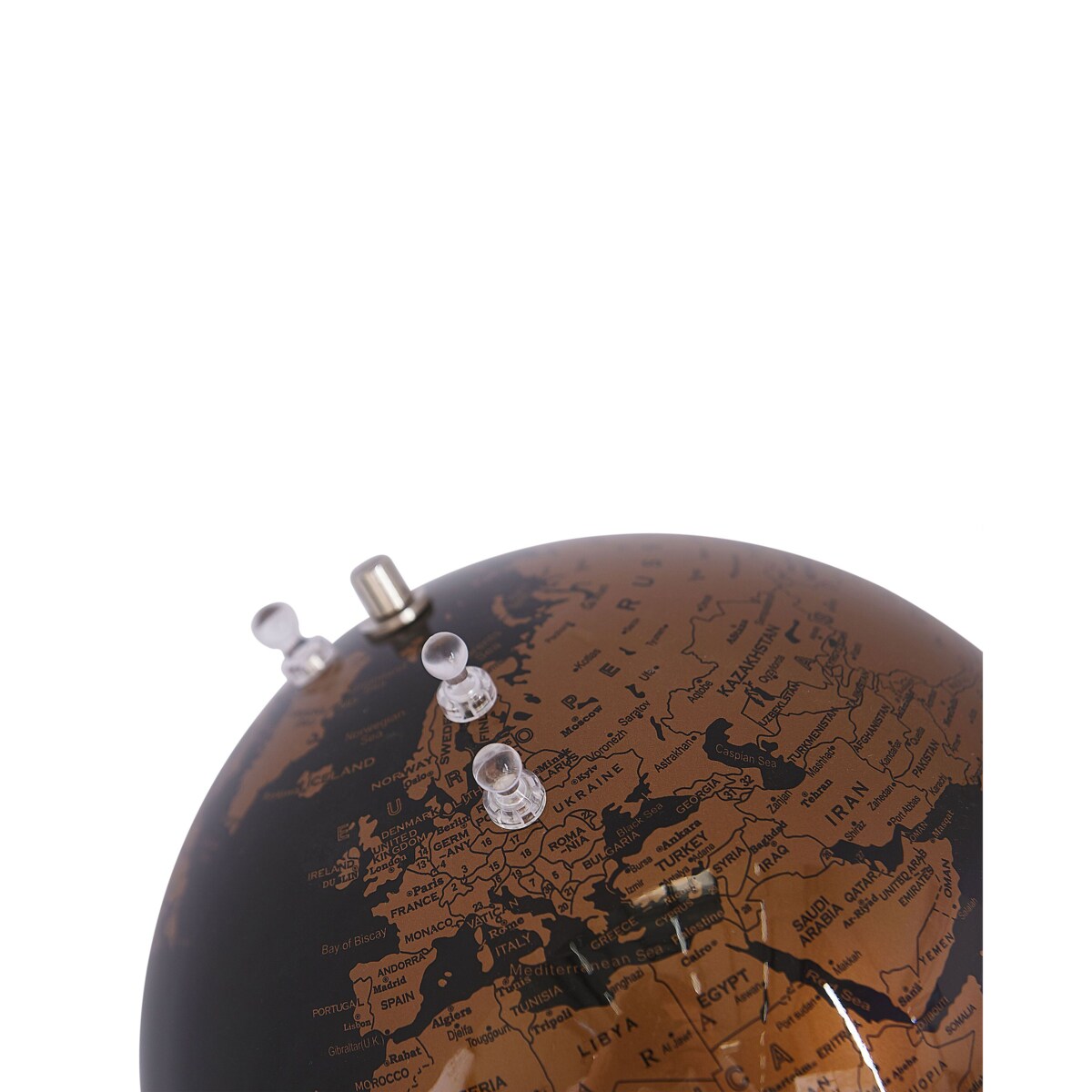 Globus z magnesami 29 cm czarny miedziany CARTIER