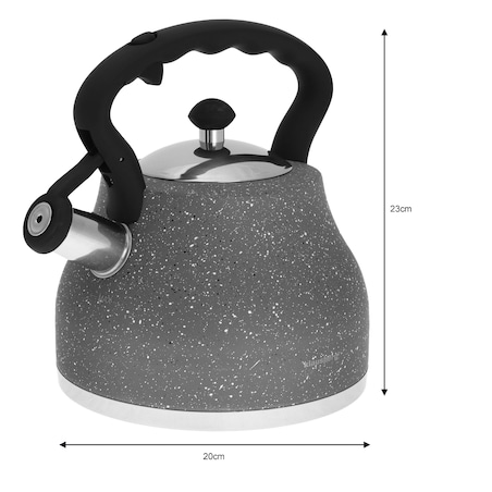 Czajnik stalowy z gwizdkiem 2.7L grube dno szary marmurek KLAUSBERG