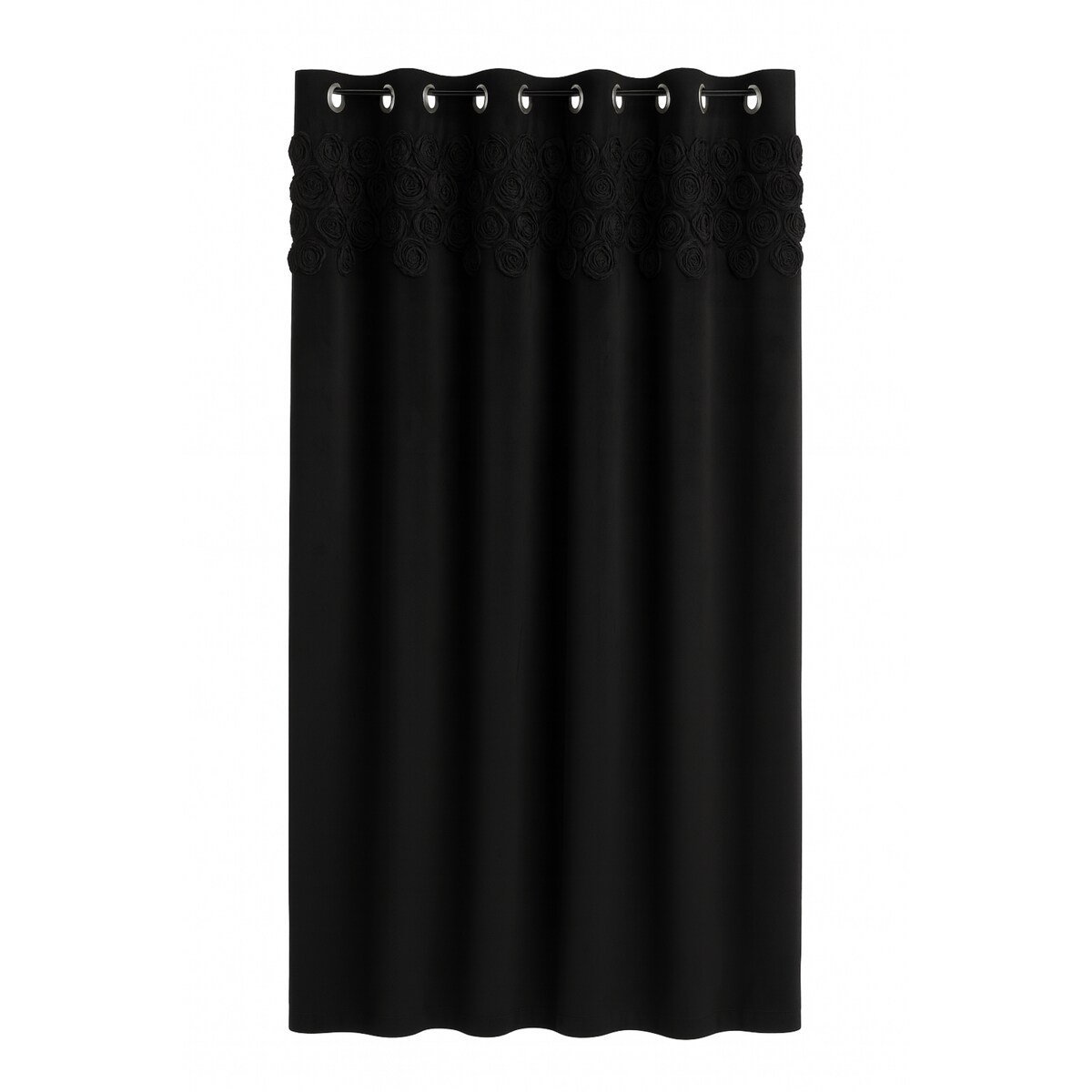 zasłona welurowa "bella rosa" z wyszywanymi różami 140x250 cm na przelotkach | czarny