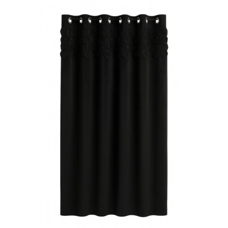 zasłona welurowa "bella rosa" z wyszywanymi różami 140x250 cm na przelotkach | czarny