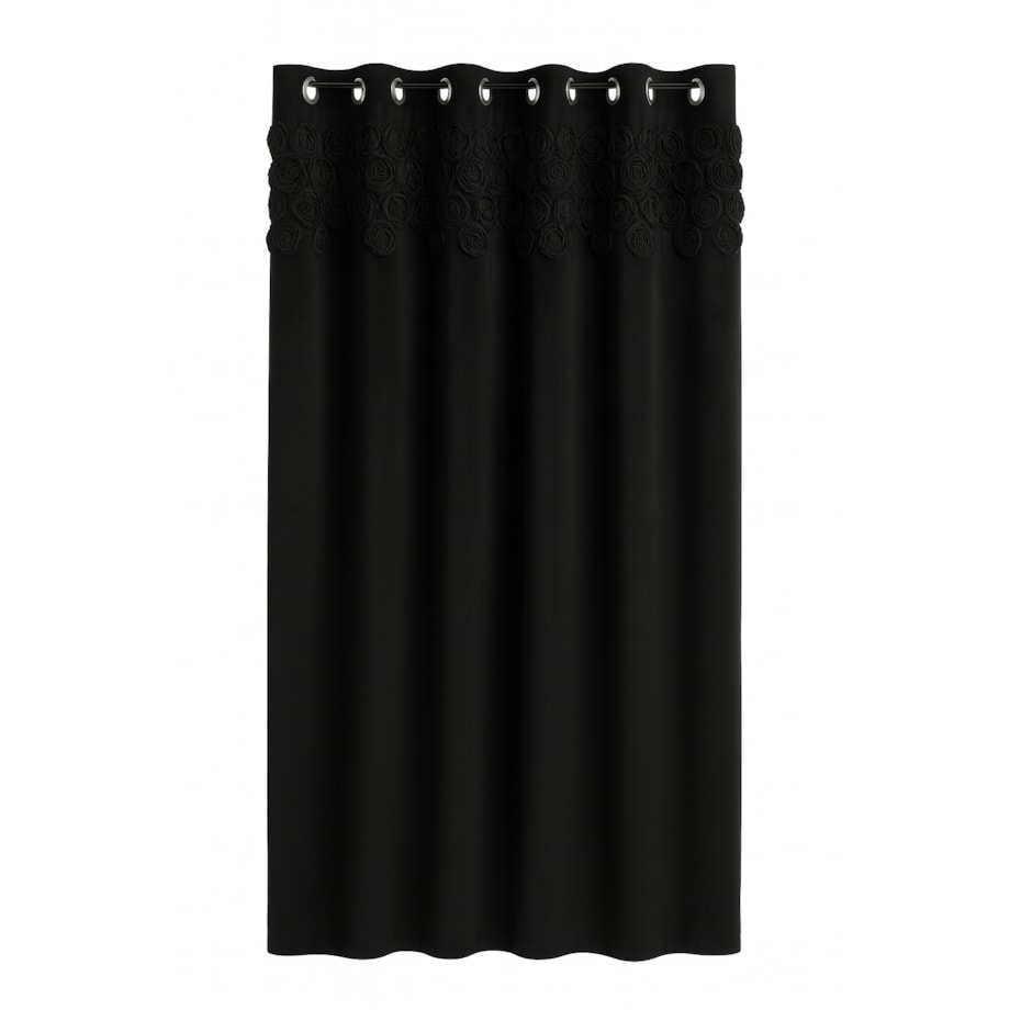 zasłona welurowa "bella rosa" z wyszywanymi różami 140x250 cm na przelotkach | czarny