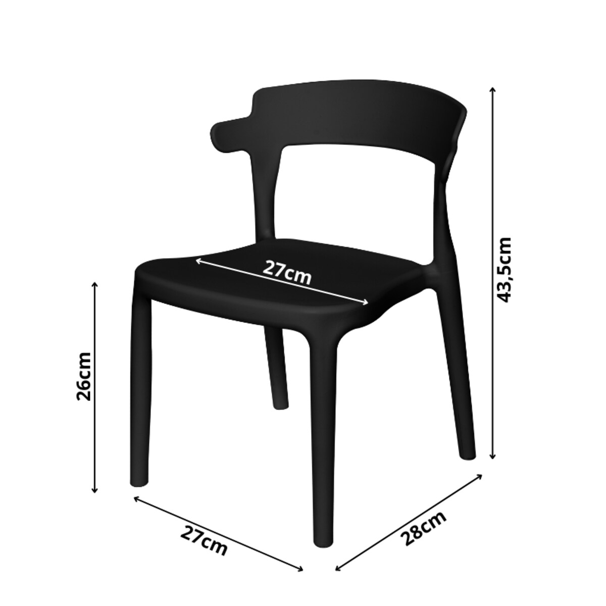 Krzesełko dla dzieci plastikowe z oparciem dziecięce czarne