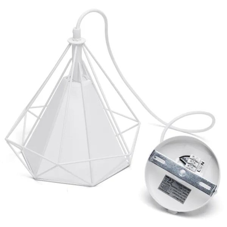 żyrandol z żelazną klatką loft biały e27