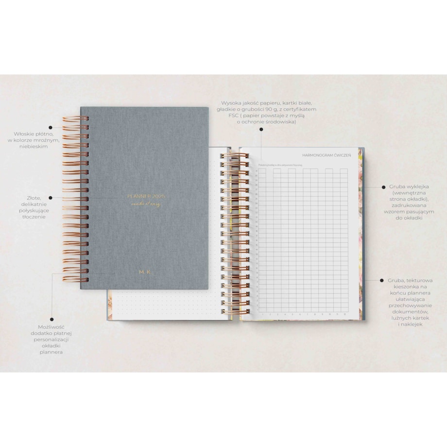 Planner Tygodniowy 2025 na spirali – Nevada