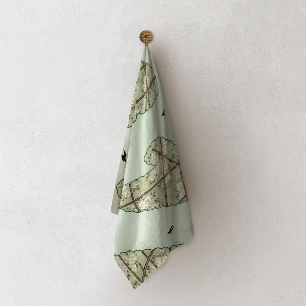 Lniany ręcznik kuchenny - japońska zielona woda