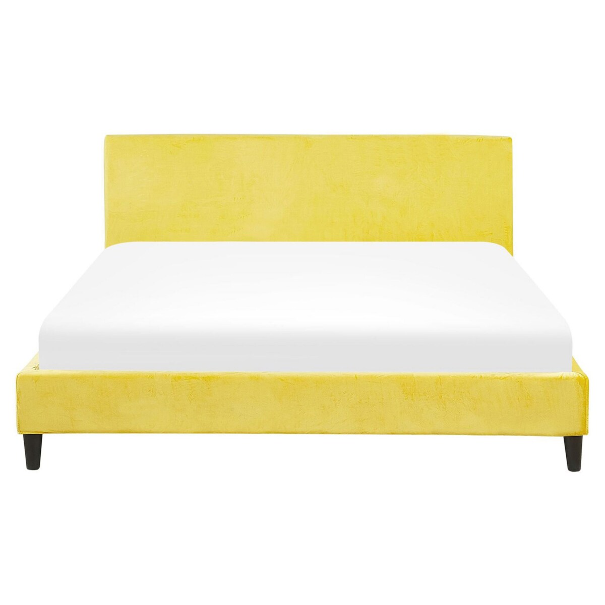 Łóżko welurowe 160 x 200 cm żółte FITOU