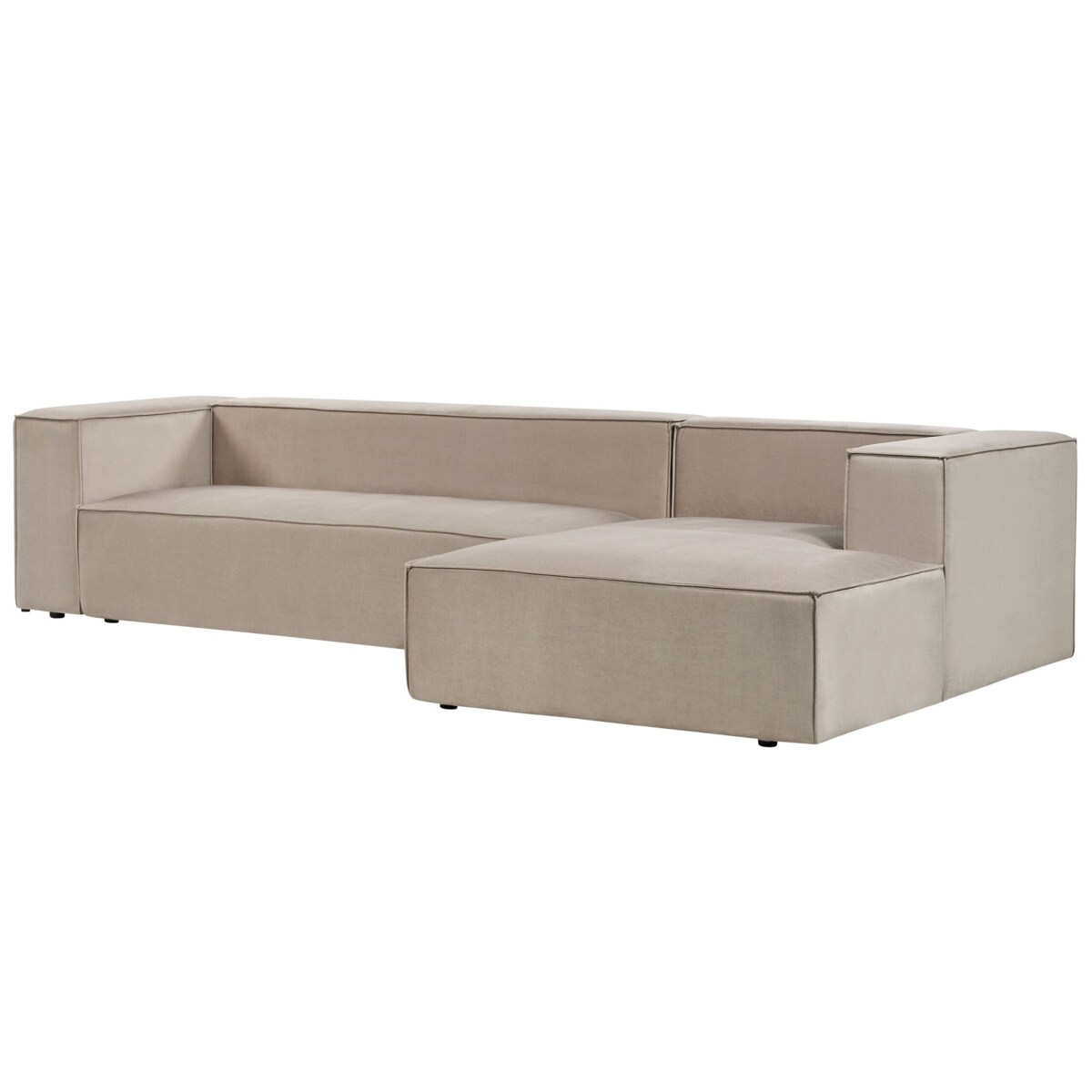 Narożnik welurowy 3-osobowy lewostronny beżowoszary VERNON