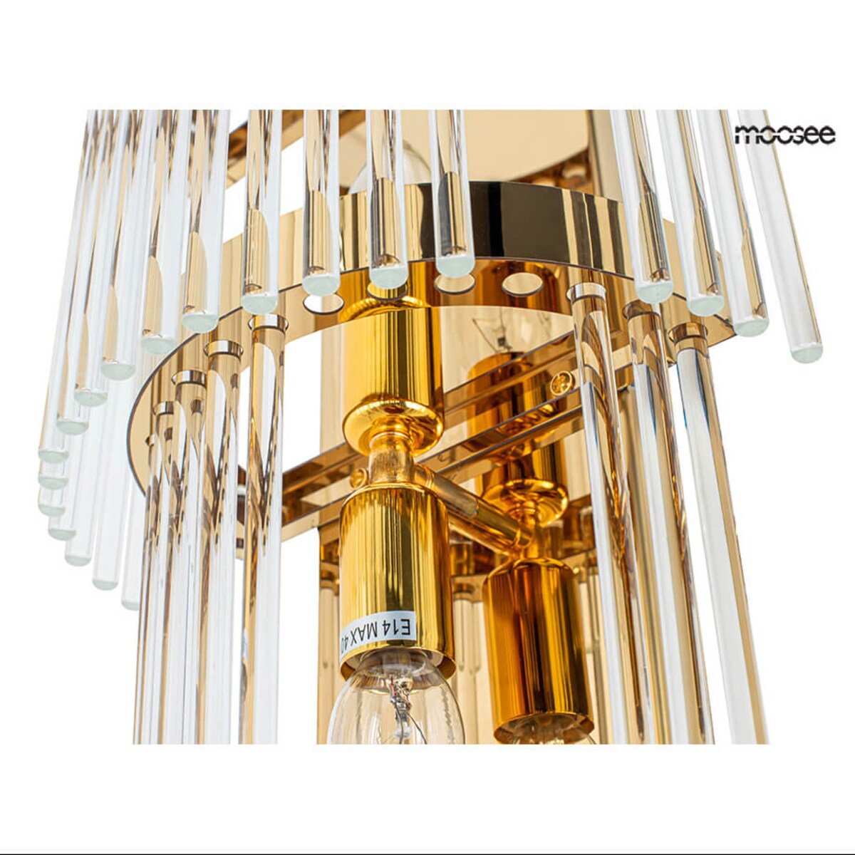 Lampa ścienna glamour Estro MSE010100266 Moosee szklana przezroczysta złota