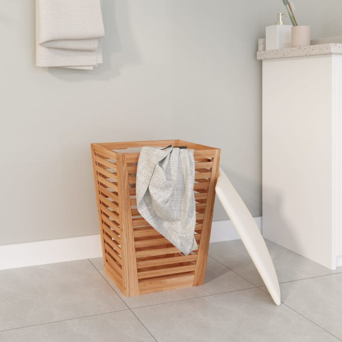 vidaXL Stołek do łazienki, 40,5x40,5x56 cm, lite drewno orzechowe