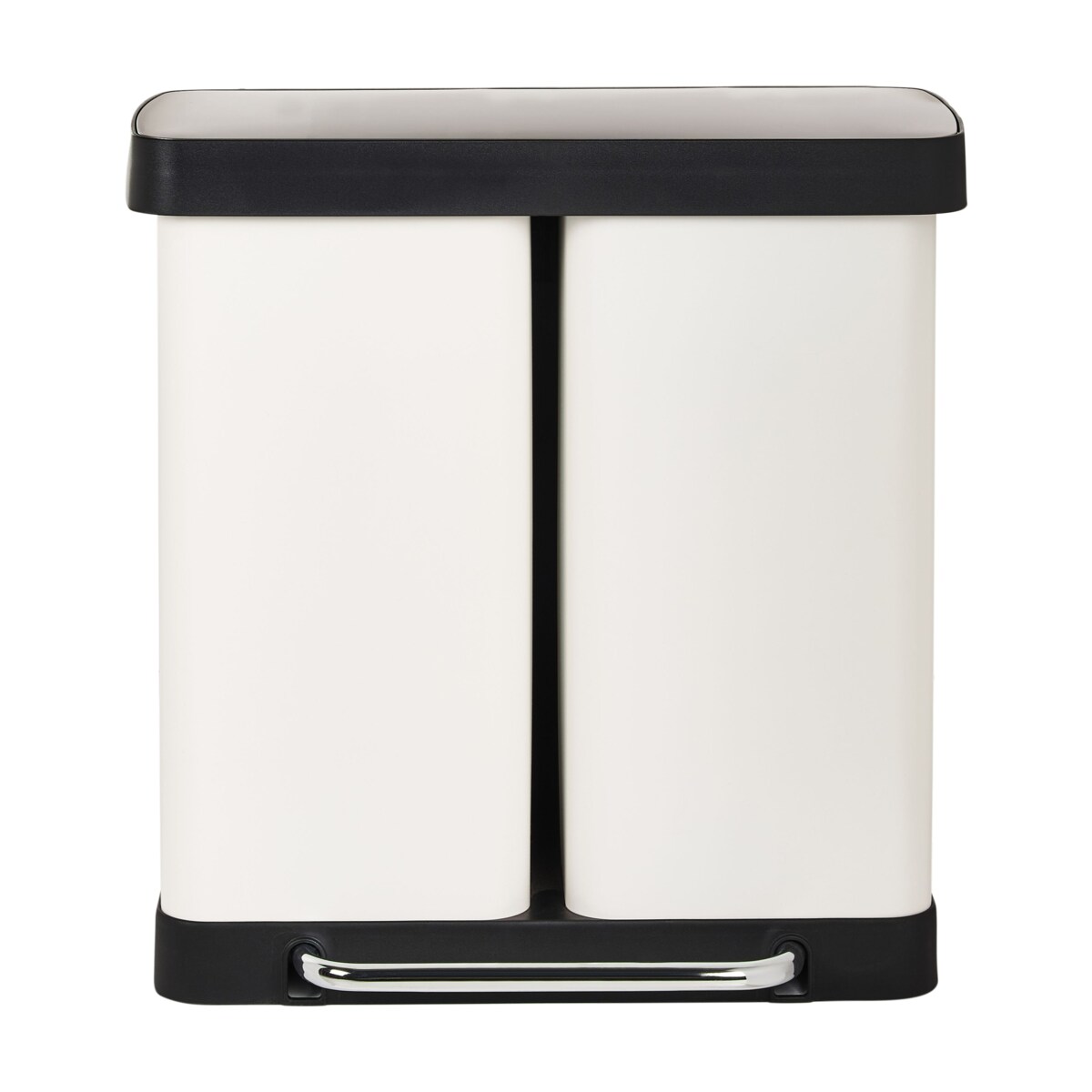 Kosz na śmieci z pedałem dwukomorowy 60 L ECOSORT Metal Biały