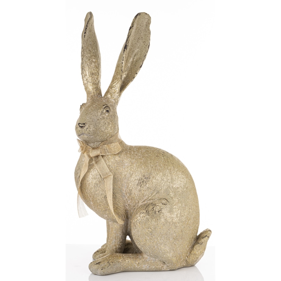 Dekoracja - siedzący zając 68,5x26x42 cm HARE ze wstążeczką, duży