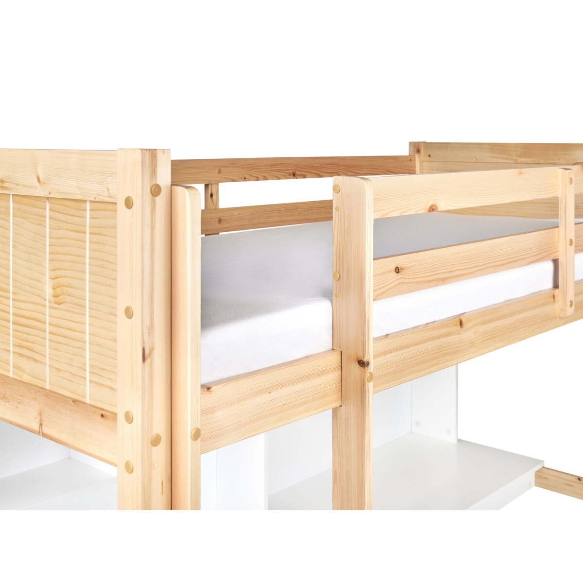 Łóżko na antresoli z biurkiem Drewno sosnowe FOUCAMONT 90 x 200 cm Jasnobrązowy