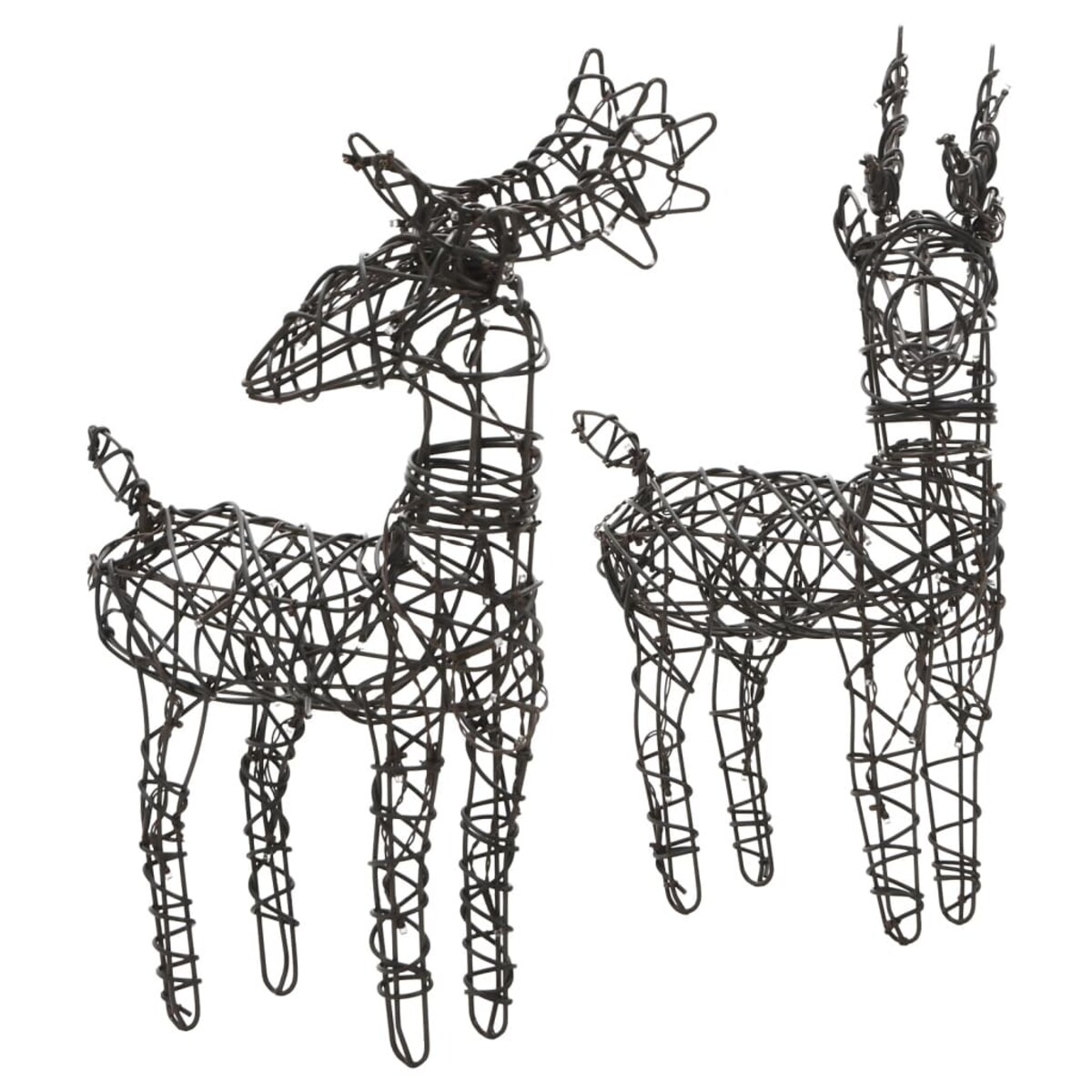 vidaXL Świąteczne renifery z saniami, 160 ciepłych białych LED, rattan