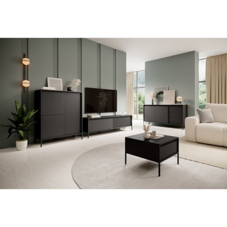 Komoda 153 2D3S ENSO ryflowana, czarna