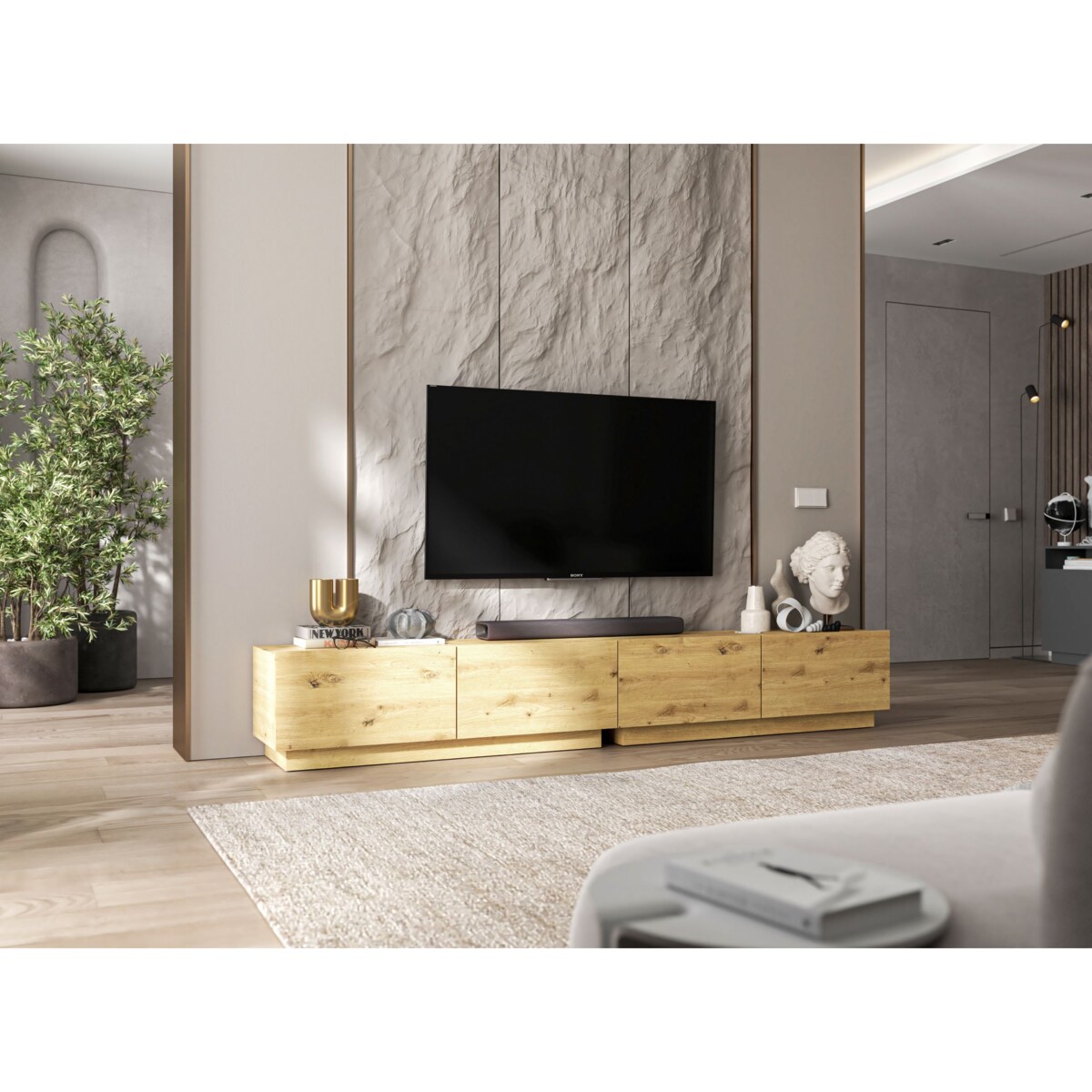 Szafka RTV Komoda Loft Industrialna stojąca / wisząca Dąb Artisan Mat 120 cm