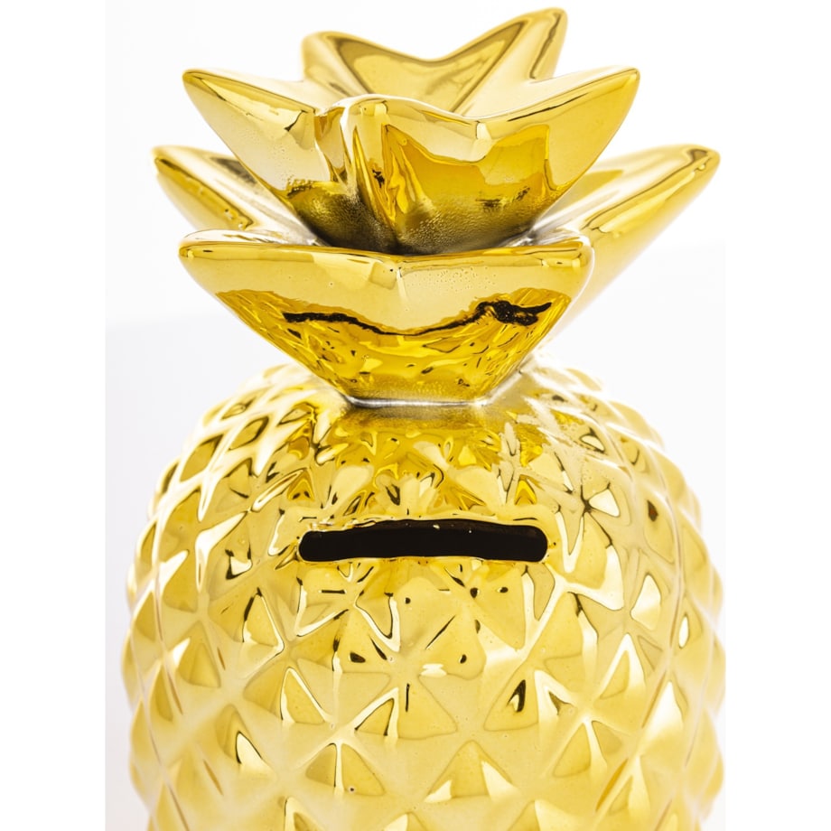 Skarbonka ceramiczna - 15x9x9 cm ANANAS złoty