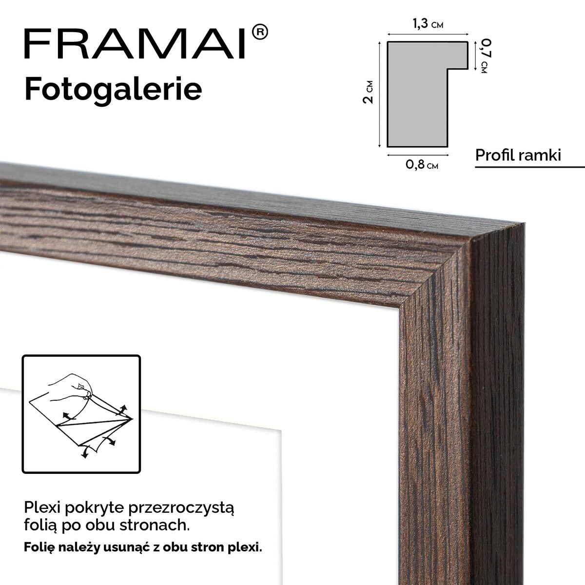 Ramka na 8 zdjęć 10x15 cm i 15x21 cm rama brązowa foto galeria 40x60 cm kolaż FRAMAI®