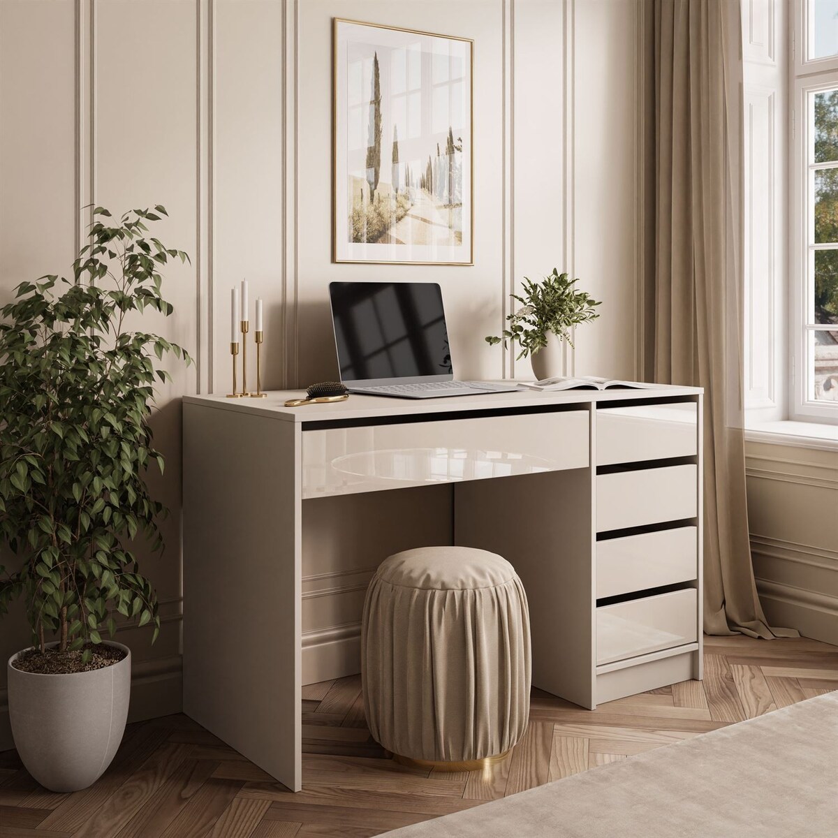 Biurko MADA GLOSS z szufladami kaszmir połysk