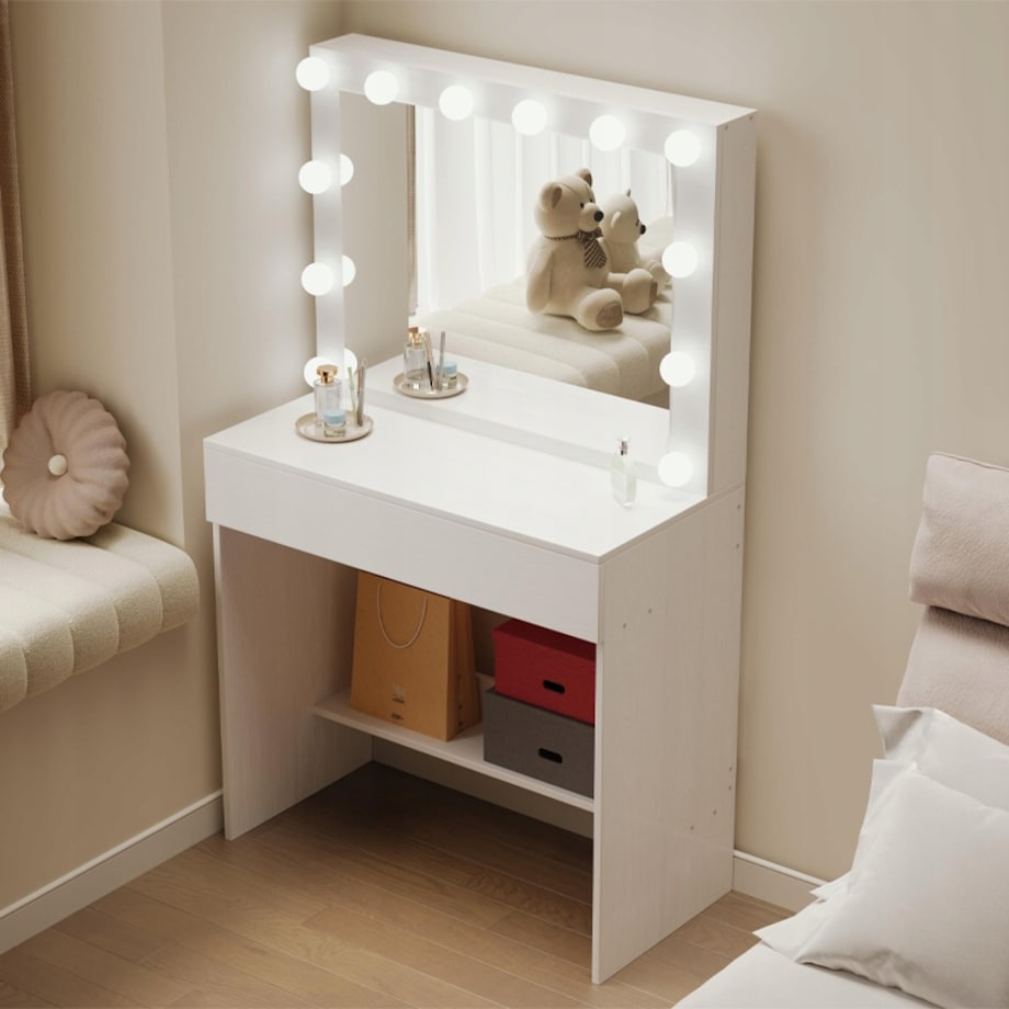 Toaletka kosmetyczna z lustrem led makijażu wizażu nowoczesna loft glamour