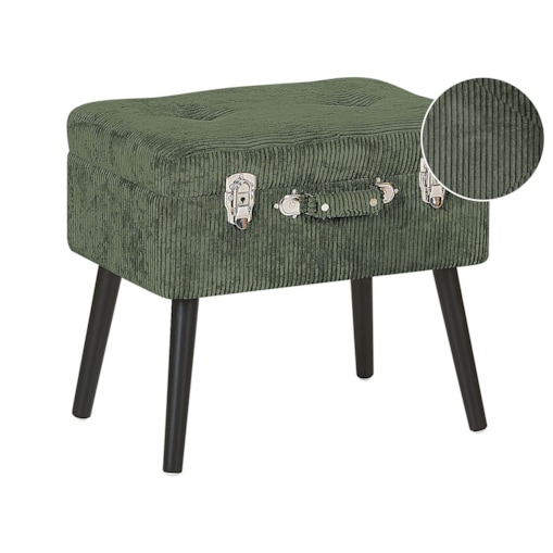 Stołek ze schowkiem sztruksowy zielony MALLARD