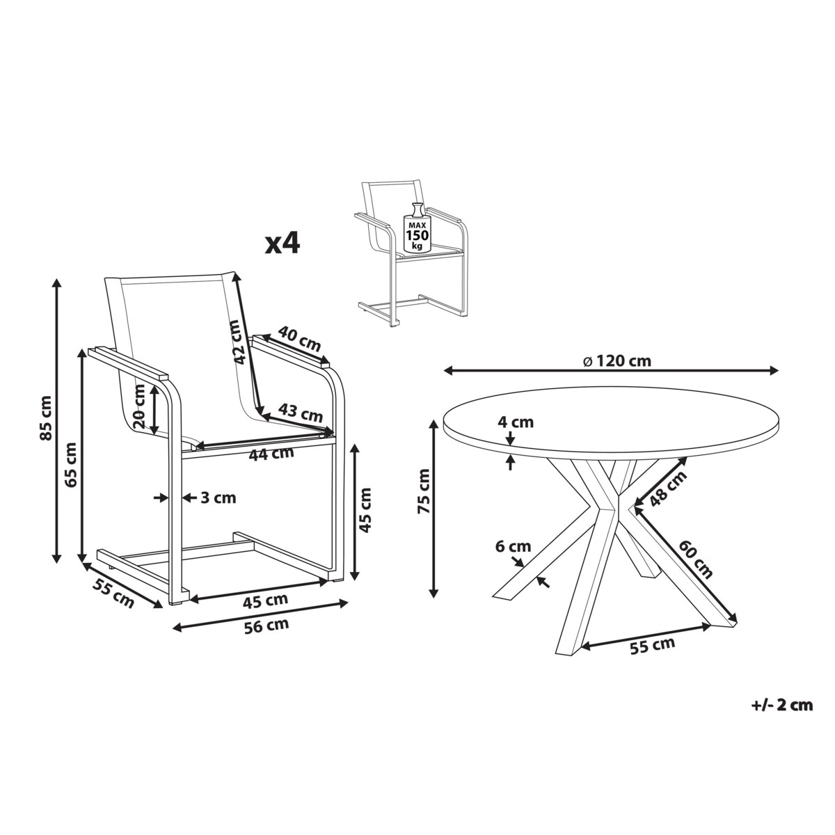 Zestaw jadalniany dla 4 osób Szkło Szary MALETTO/COSOLETO