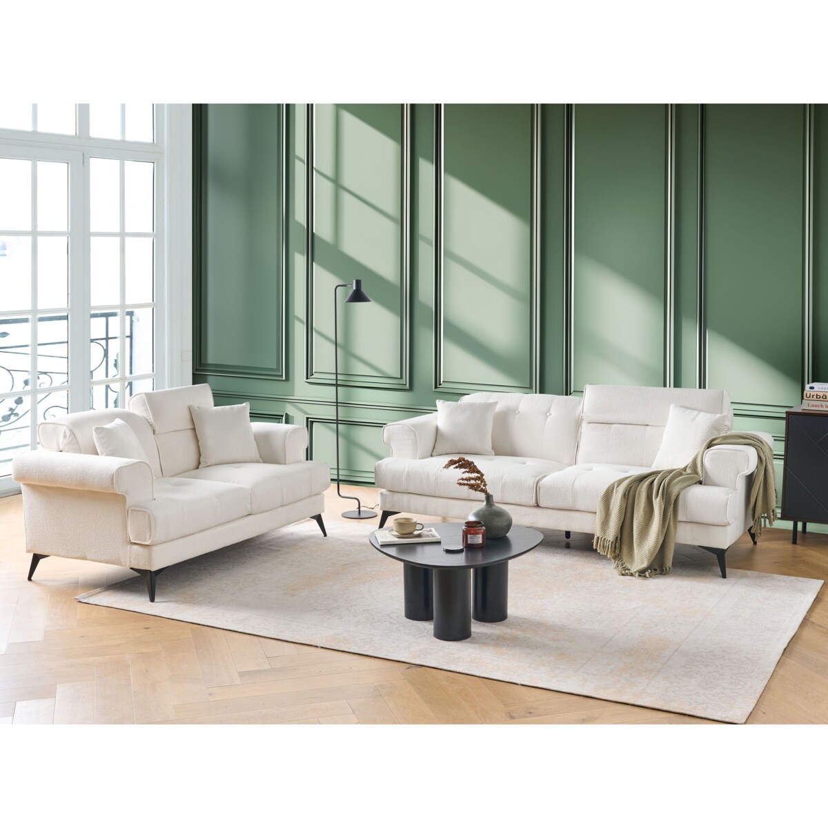 Komplet wypoczynkowy 5-osobowy biały SKIVE