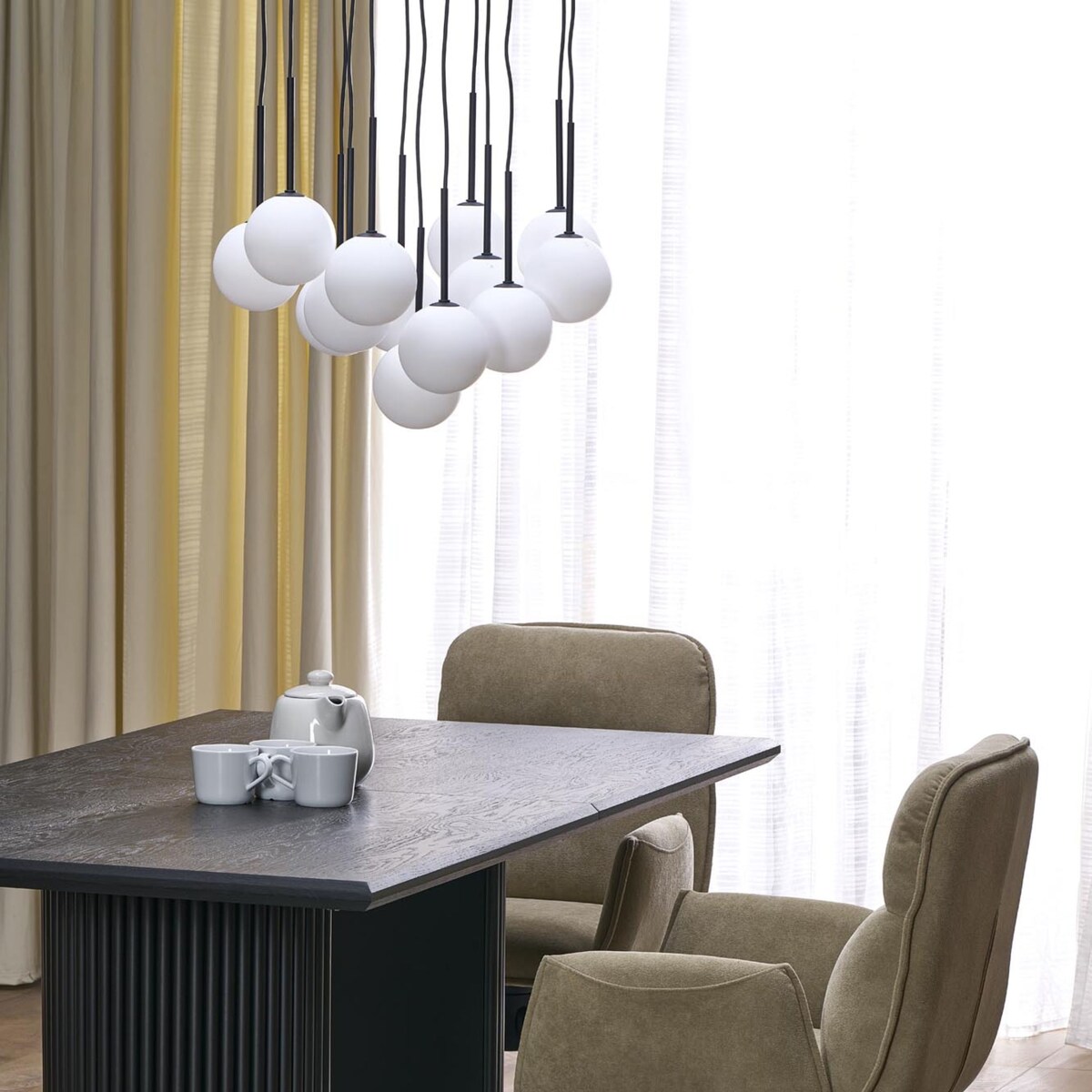Lampa wisząca TK Lighting MARTIN WHITE 10079 13xG9 czarno-biała nowoczesna do salonu jadalni kuchni