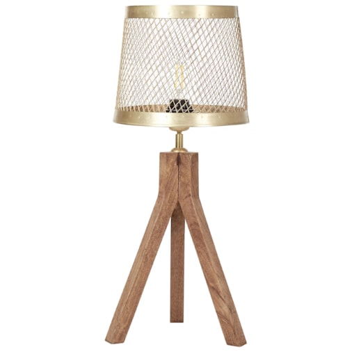 Lampa stołowa drewno mango ciemna z mosiężnym BEKI