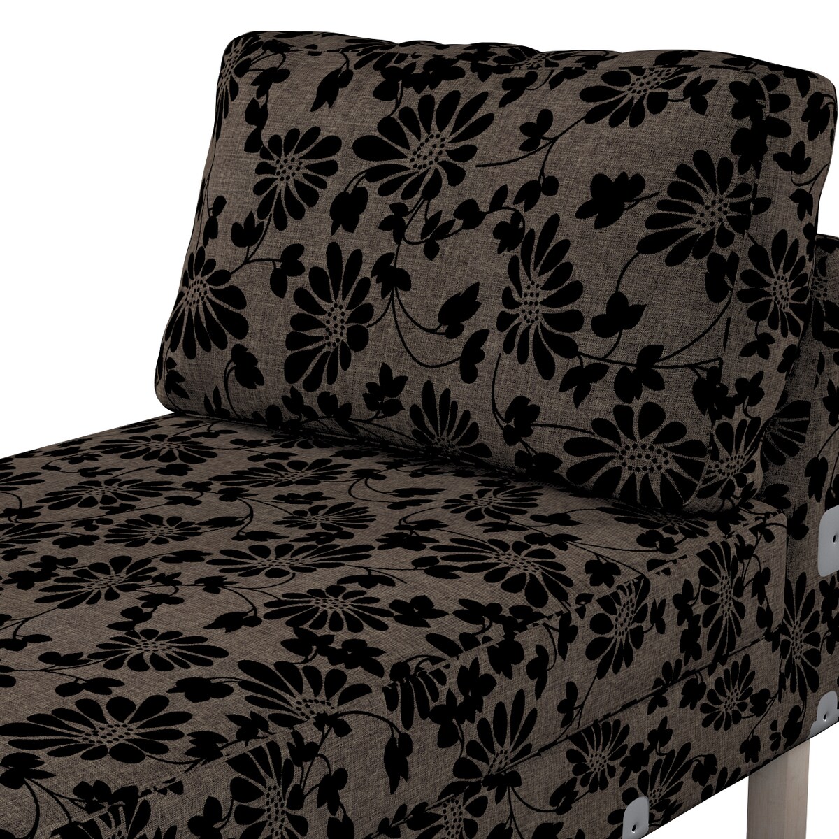 Pokrowiec na szezlong Karlstad dostawka, krótki, czarne kwiaty na brązowym tle, 80 x 160 x 80 cm, Living II