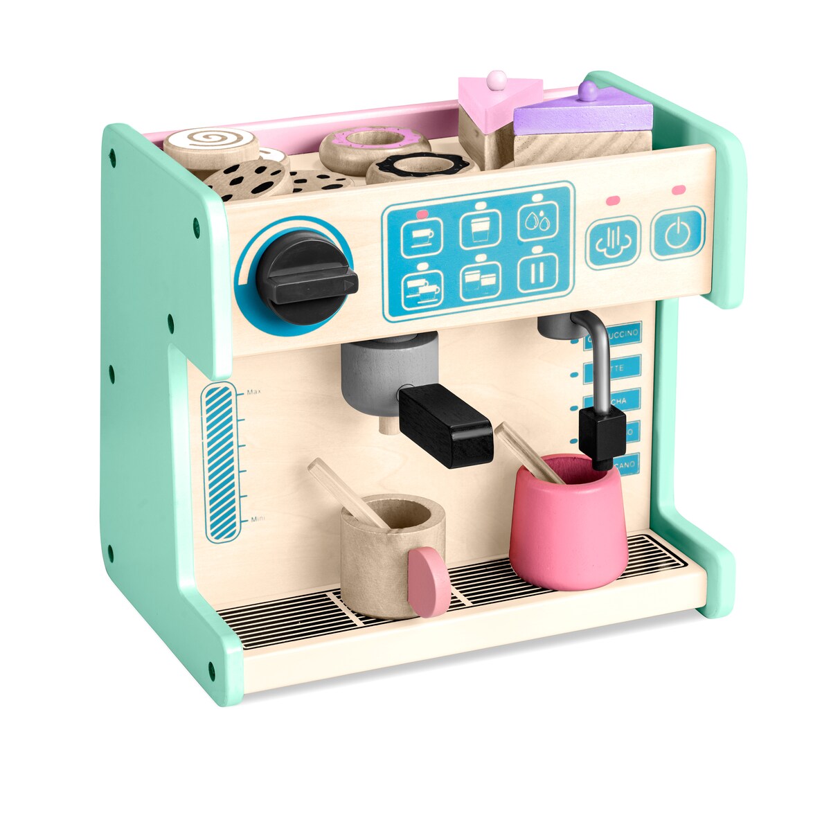 Drewniany ekspres do kawy kawiarnia cukiernia filiżanki 2w1 Ricokids miętowy