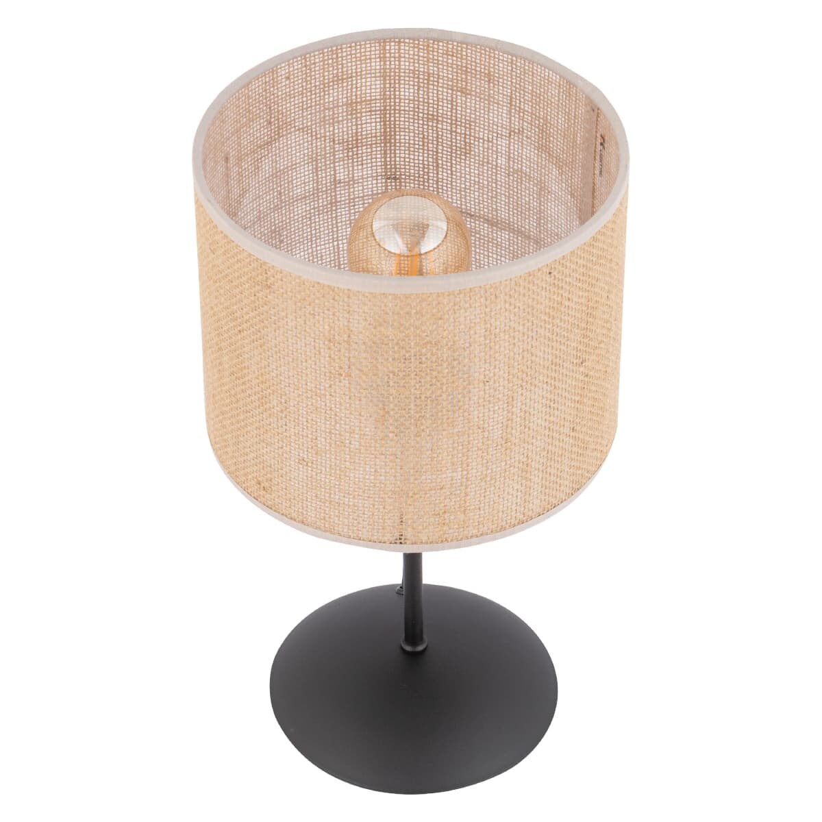 Jutowa lampka nocna Rondo 5100 TK Lighting okrągła czarna beżowa